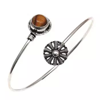 Tiger s Eye Gemstone Handmade Silver Jewelry Cuff Bracelets 7 Adjustable