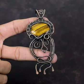 Tiger s Eye Pendant Copper Wire Wrapped Pendant Natural Gemstone Jewelry Handmade Pendant For Women Dainty Copper Wire Jewelry Gift For Him
