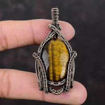 Tiger s Eye Pendant Copper Wire Wrapped Pendant Handmade Pendant Copper Wire Jewelry Dainty Pendant Unique Pendant Gemstone Jewelry For Gift