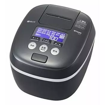 Tiger Thermos (TIGER) Rice Cooker 5.5 Cups Pressure IH Earthenware Pot Coating with Super Delicious Function Freshly Cooked Moss Black JPC-G100KM