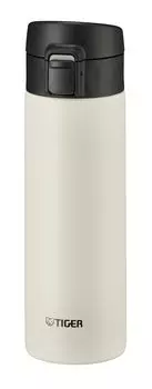 TIGER Water Bottle 480ml Mug Bottle One Touch Lightweight Stainless Steel Bottle Vacuum Insulated Thermal Insulation White MKA-K048WK