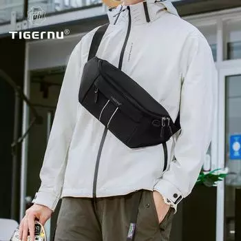 Tigernu Chest Bag For Men Fashion Shoulder Bag Multicolors Bags Men Sling Bag Crossbody For Women Messenger Bags Boy чёрный