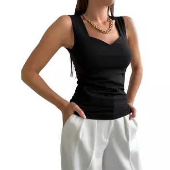 Обтягивающий топ без рукавов XS чёрный