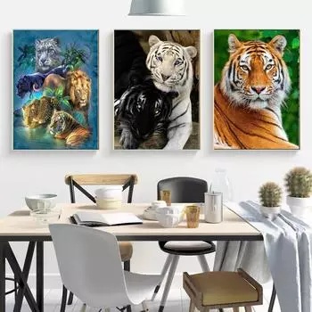 Тигр аниме индивидуальные 3d алмазные инструменты для рисования 40x50 см изображение 20x15CM разноцветный