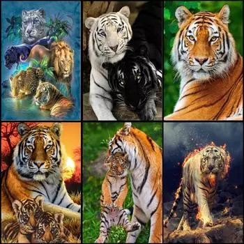 Тигр Аниме Мода 5d-Алмазная картина аксессуары 40x50 см Diamond Art 20x15CM разноцветный