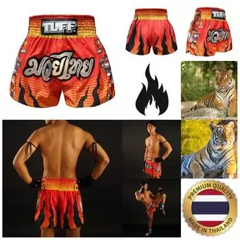Тигр Черное пламя Огонь Муай Тай ММА Кикбоксинг Боксерские шорты Ретро Винтаж Брюки с принтом 3D Микрофибра Эластичная борьба Боевые искусства Обучение Фитнес Тренажерный зал