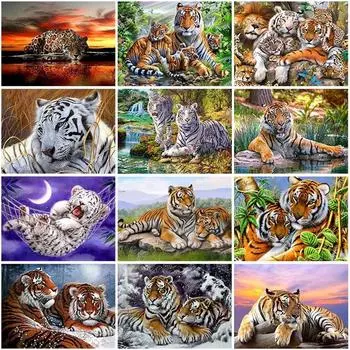 Тигр DIY 5D алмазная живопись полная круглая дрель животное Алмазная вышивка крестиком стразы мозаика подарок ручной работы Full Round 15x20cm