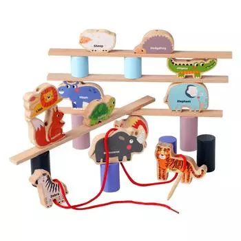 Тигр Мультяшный Слон Животное Строительные Блоки Складывание Баланс Игра Детская Игрушка