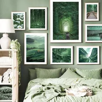 Тигр, олень, лес, горная трава, кактус, настенная живопись на холсте, постеры на скандинавскую тему и принты, настенные панно для декора гостиной 21cm30cm NoFrame