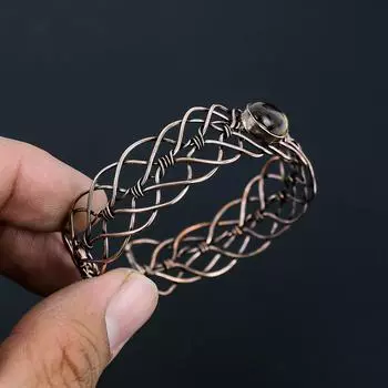 Тигровый глаз, драгоценный камень, медная проволока ручной работы, ювелирные изделия, элегантный регулируемый браслет для свадебного подарка Adjustable жёлтый