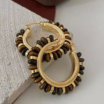 Тигровый глаз, натуральный необработанный камень, бисер, ретро-майяр, атмосферный элитный для женщин коричневый