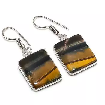 Тигровый глаз Ручная работа 925 стерлинговое серебро Ювелирное изделие Серьга 1,46 y1G03