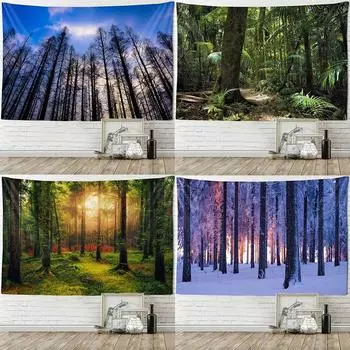 Тихий лесной гобелен, украшение для офиса, гостиной, настенный гобелен для дома 100x75cm