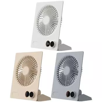 Тихий охлаждающий вентилятор Циркуляционный вентилятор с дистанционным управлением Портативный настольный плоский вентилятор Синхронизация и регулировка скорости ветра для спальни, домашнего офиса бежевый