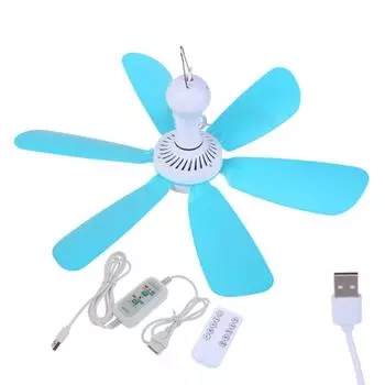 Тихий USB потолочный вентилятор с дистанционным управлением, 4 скорости, 6 лопастей, тихий маленький USB потолочный вентилятор для кемпинга и палатки фиолетовый