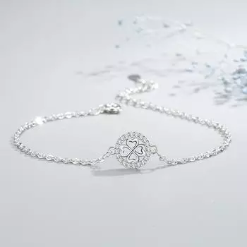 Tiktok Kwai Network Красный Новый Розовый Бриллиантовый Лист Темперамент Lucky Четырехлистный Браслет Девушка Ручная Одежда Adjustable size