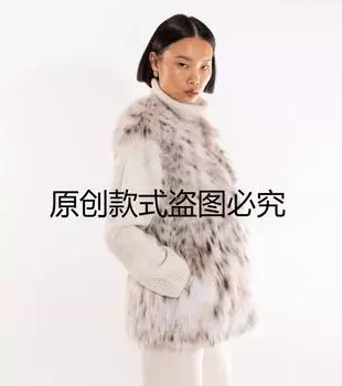 TikTok леопардовый меховой жилет женская теплая осенне-зимняя шуба из рыжей рыси S