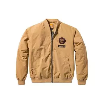 Timberland Бейсбольный воротник с логотипом, водонепроницаемая теплая хлопковая куртка унисекс, светло-пшеничная A5PWJ-EH3 L