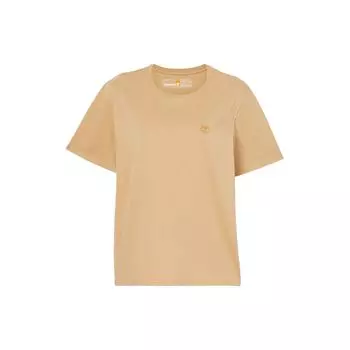 Timberland Dunstan Solid Logo Круглый вырез Пуловер с коротким рукавом Футболка Женские топы Хаки A6ATE-EH3 S