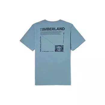 Timberland Футболка мужская повседневная с круглым вырезом и коротким рукавом, с принтом сзади, средне-синяя A24SZ-G29 S