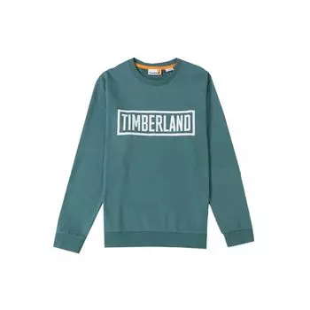 Timberland Футболка с длинным рукавом и круглым вырезом с принтом букв для занятий спортом на открытом воздухе, мужская, сине-зеленая A6299-CL6 M