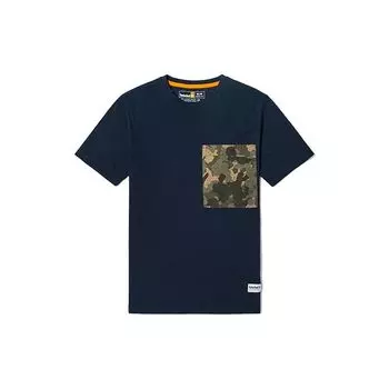 Timberland Футболка с коротким рукавом и карманом в стиле камуфляжа, цвет темно-сапфирово-синий, A61M1-433 S