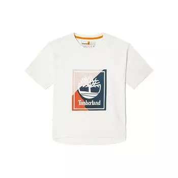 Timberland Футболка с коротким рукавом и круглым вырезом с буквенным принтом, женские топы, винтажно-белые A41TR-CM9 M
