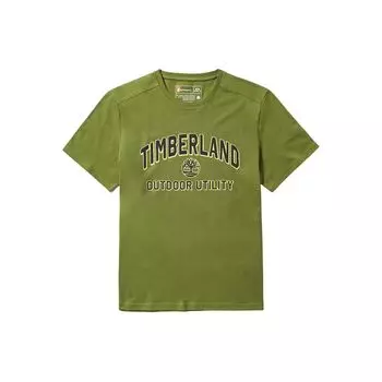 Timberland Футболка с коротким рукавом и круглым вырезом, с принтом логотипа, мужская, повседневная, дышащая, цвет мох-зеленый A42T5-EG5 XL