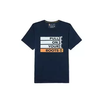 Timberland Футболка с коротким рукавом и круглым вырезом Ss22 Letter Print, мужские топы, темно-сапфирово-синего цвета A61Q5-433 M