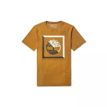 Timberland Футболка с коротким рукавом и круглым вырезом, мужская, пшеничная, повседневная, с цветным принтом A24X3-P47 S