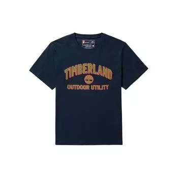 Timberland Футболка с коротким рукавом и круглым вырезом, с принтом логотипа, для активного отдыха, мужская, темно-синего цвета A42T5-433 M