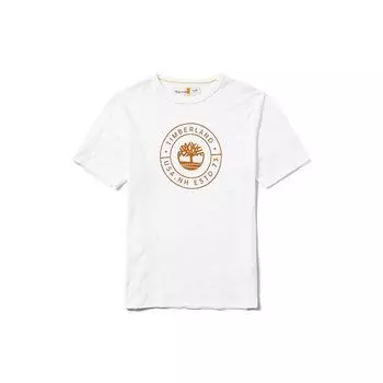 Timberland Футболка с коротким рукавом и круглым вырезом с буквенным логотипом, мужская, белая A623N-100 L