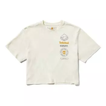 Timberland Футболка с коротким рукавом и принтом в виде букв, женские топы, винтажно-белые A6AH1-CM9 L