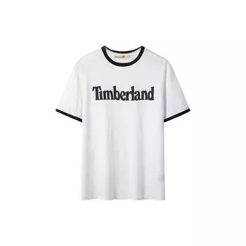 Timberland Футболка с круглым вырезом и буквенным принтом, повседневная, дышащая, с коротким рукавом, мужская, белая A6RKS-W92 L