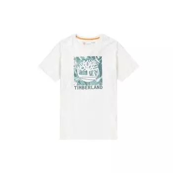 Timberland Футболка с круглым вырезом и буквенным принтом, американская винтажная, мужские топы, белая A62QN-CM9 S