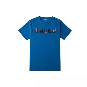 Timberland Футболка с круглым вырезом и коротким рукавом с принтом, мужские топы, синяя A1X1GQ65 XS