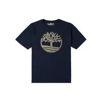 Timberland Футболка с круглым вырезом и логотипом для занятий спортом на открытом воздухе, дышащая, с коротким рукавом, мужская, синяя A2Q5Q-433 L