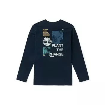 Timberland Футболка с логотипом American Vintage Outdoor Casual, удобная, дышащая, с круглым вырезом и длинным рукавом, мужские топы, темно-сапфирово-синего цвета A62J1-433 L