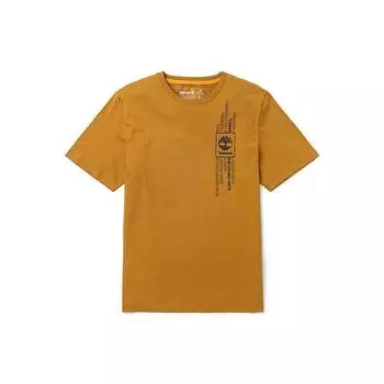 Timberland Футболка с логотипом и буквенным принтом, повседневная, дышащая, с круглым вырезом и коротким рукавом, мужская, пшеничная, A27KS-P47 XL