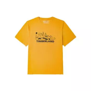 Timberland Футболка унисекс с коротким рукавом и круглым вырезом, с принтом в виде букв, цвет «желтый» A27YF-723 L