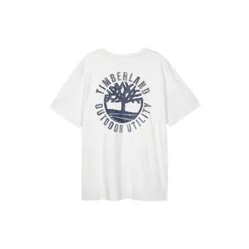 Timberland Футболка унисекс с круглым вырезом и принтом букв, повседневная, с коротким рукавом, белая A42Q5-CR3 XL