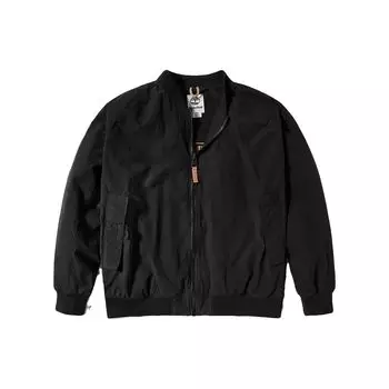 Timberland Летная куртка с вышитым логотипом на молнии с длинным рукавом, мужская черная A22U8-001 L