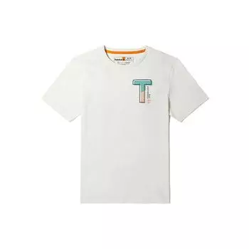 Timberland Letter Print Sports Crew Neck Short Sleeve T-Shirt Men Tops Vintage-White A62PD-CM9 M