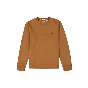 Timberland Logo Embroidered Solid Color Crew Neck Sweatshirt Men sweatshirt Light-Brown A5SF8-P47 XS