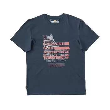 Timberland Логотип Буква Круглый вырез Спортивная футболка с коротким рукавом Унисекс Футболки Синяя A29JZ-433 S