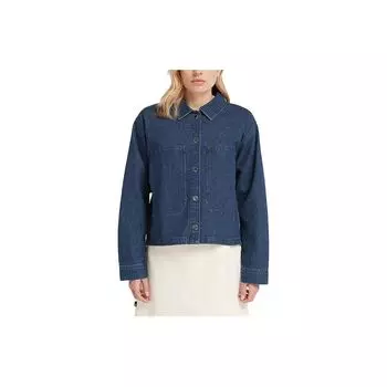 Timberland Однотонная джинсовая куртка с длинными рукавами и множеством карманов Женские куртки Темно-синего цвета A6HDS-B71 S
