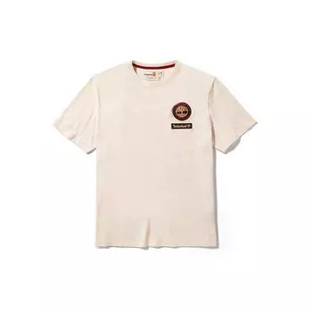 Timberland Однотонная футболка с круглым вырезом и значком, удобная дышащая, с коротким рукавом, унисекс, дымчато-белая A5TDB-V04 L