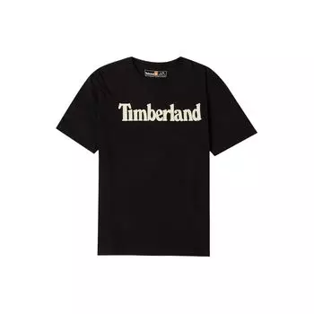 Timberland Однотонная футболка с круглым вырезом и надписью «Light», удобная, с коротким рукавом и заниженной линией плеч, мужские топы, черный цвет A6DN3001 XS