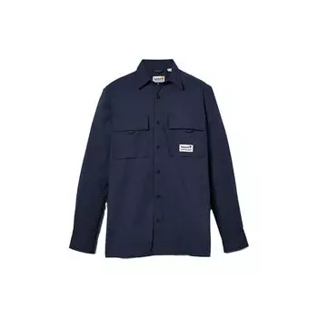Timberland Однотонная однобортная рубашка с длинным рукавом и воротником-поло, мужские рубашки синего цвета A6RC9-433 S