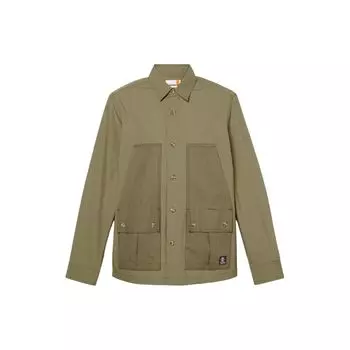 Timberland Однотонная однобортная свободная удобная рубашка с длинным рукавом Мужские рубашки армейского зеленого цвета A5U5U-A58 S